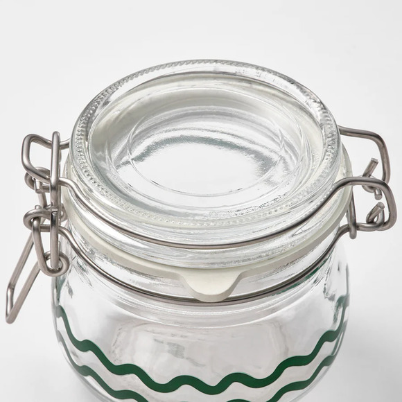 IKEA KORKEN Jar With Lid, Glass/Patterned Green, 4 oz, 3 Pack (605.430.42) NEW - Picture 3 of 4